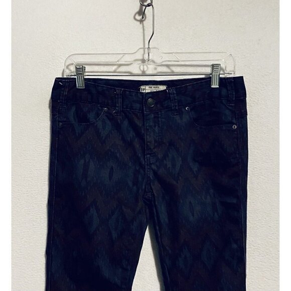 Free People Skinny Jeans Womens 27 Ikat Aztec Southwest Tribal Purple Denim Boho - Picture 4 of 8